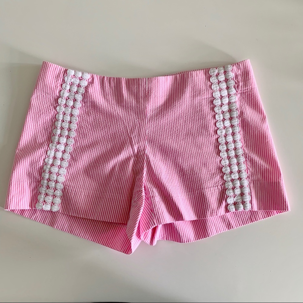Lilly Pulitzer Pink/White Seersucker Shorts- 00